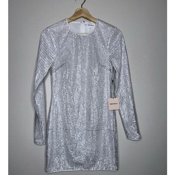Superdown NWT Evie Sparkle Mini Dress White/Silver Size Small Revolve - Picture 2 of 7